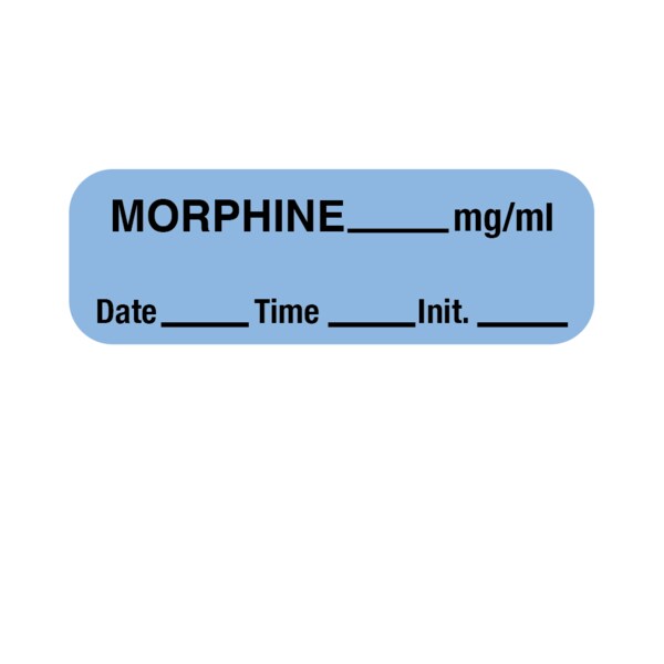 Label, Morphine 1/2" x 1-1/2" Blue w/Black